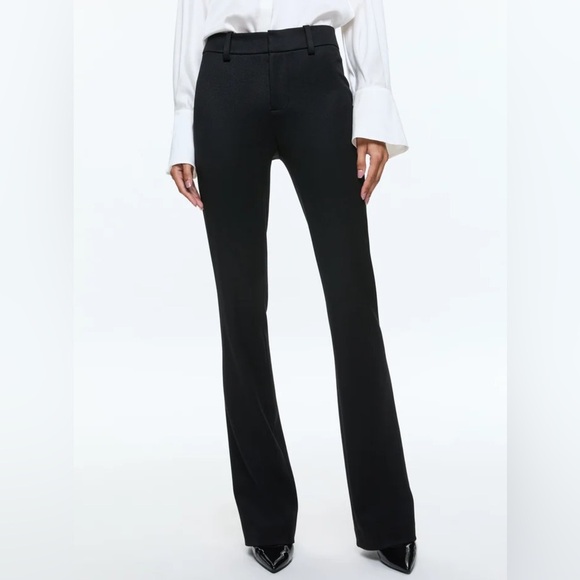 Alice + Olivia Pants - Alice + Olivia Straight-Leg Mid Rise Trousers Black Size 2 Quiet Luxury